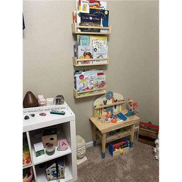 Floating Shelves for Wall, Burlywood Nursery Book Shelves, 15.7 inch (4 Pack) - Picture 5 of 7